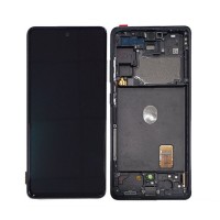  LCD displejs (ekrāns) Samsung G780F S20 FE with touch screen un frame Cloud Navy OLED (real size) 